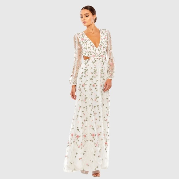MAC DUGGAL 70159 NWT Long Sleeve Embellished Cut Out A-Line Gown